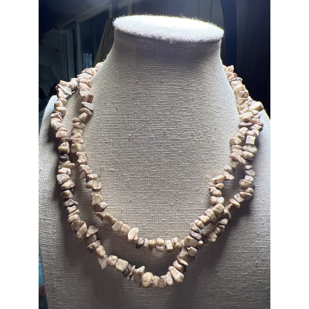 Jasper Chip Genuine Necklace -- 34"